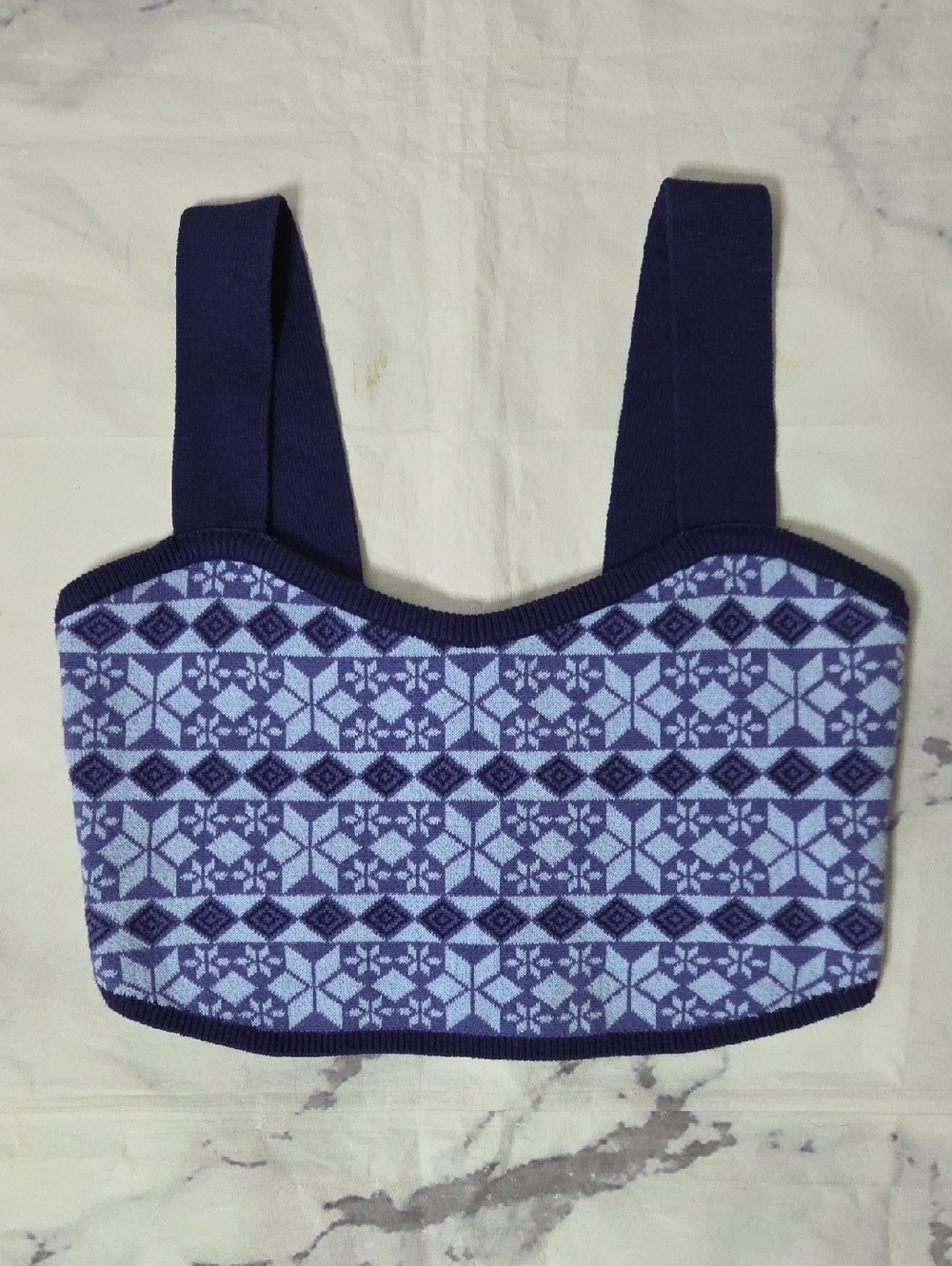 Intimately By Free People Knit Cropped Tank Top - Purple Geometric Print